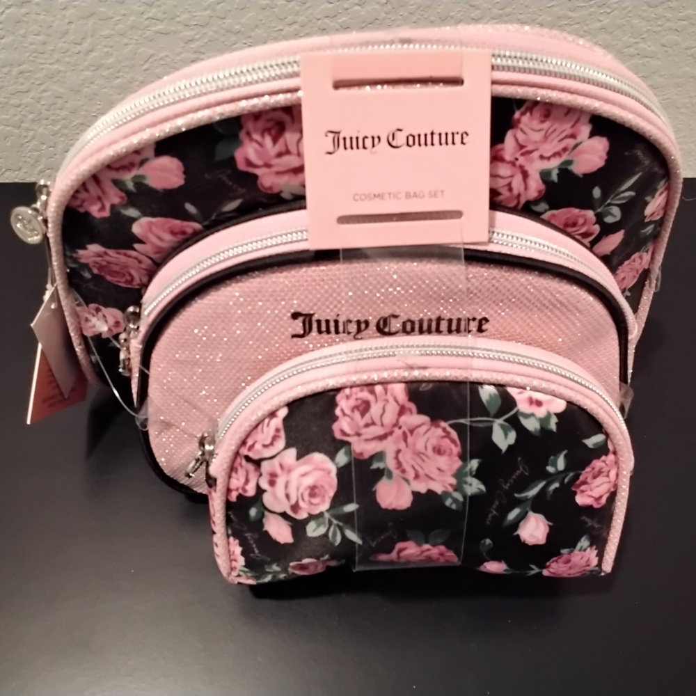 Juicy Couture Pink Floral Cosmetic Bag Set